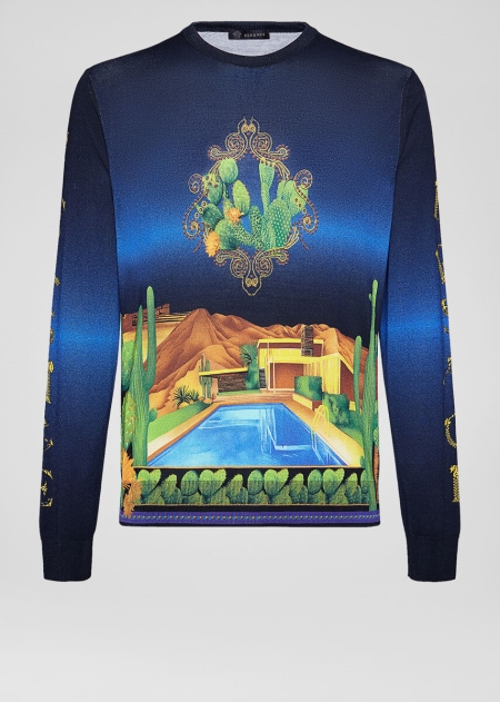 Pulovere Versace Versace Palm Springs Print Silk Barbati | UFMKZSC-74